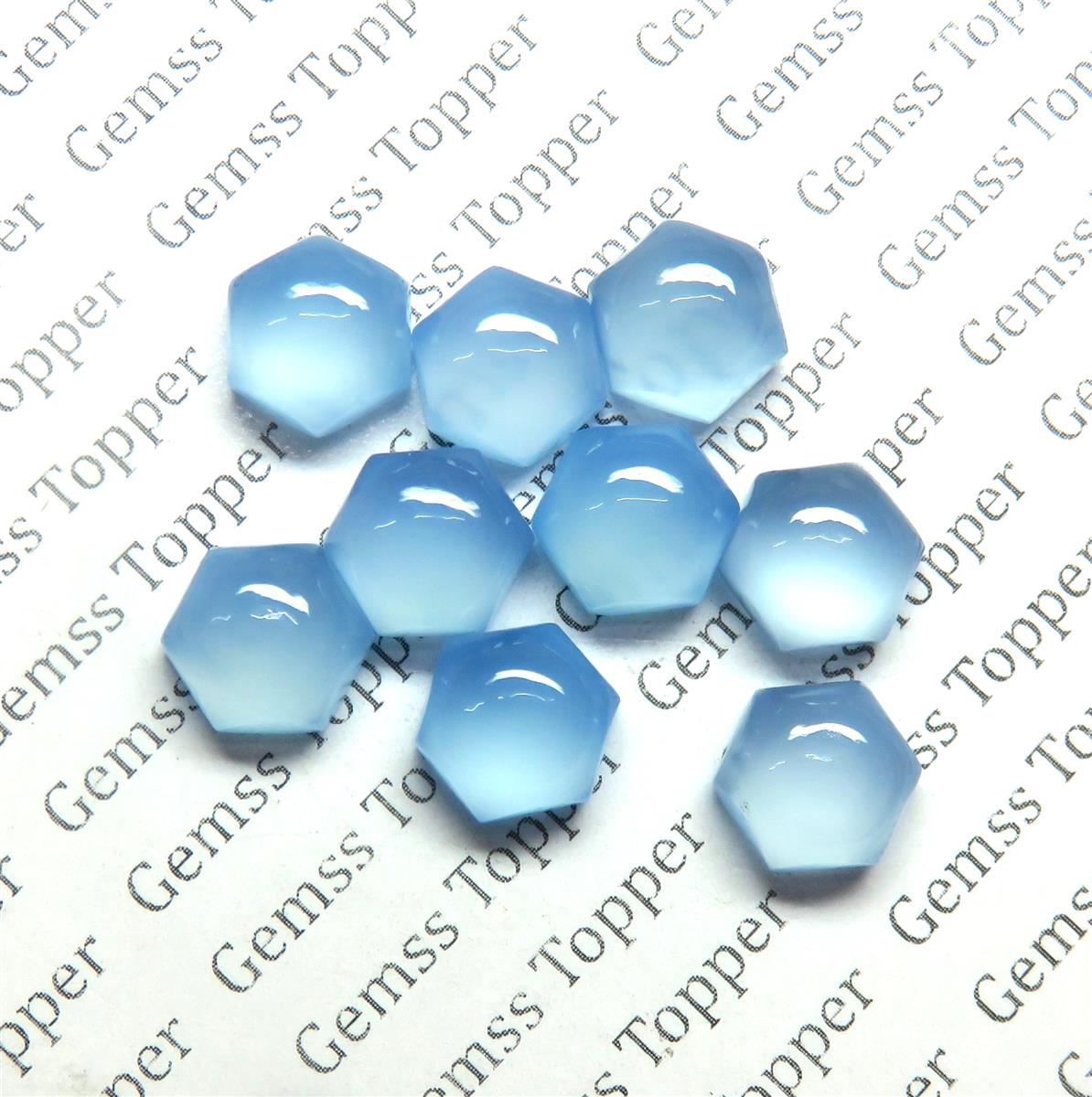Turkish Blue Chalcedony 10x10 mm Hexagon Cabochon